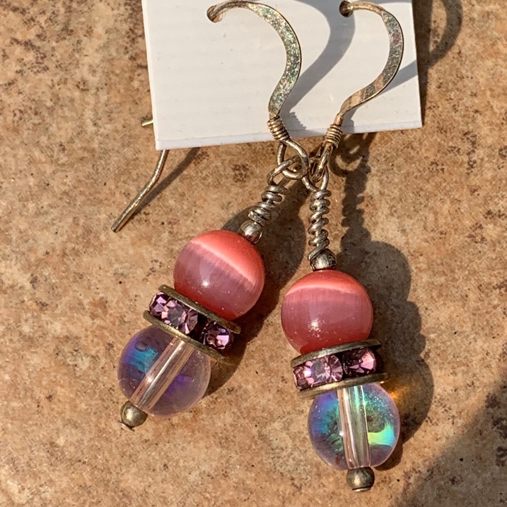 Pink and purple handmade earrings